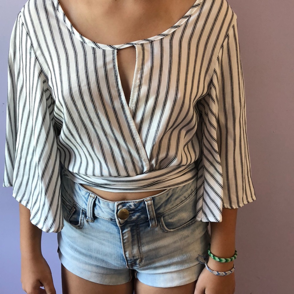 Flowy striped cut out shirt (never been worn)
